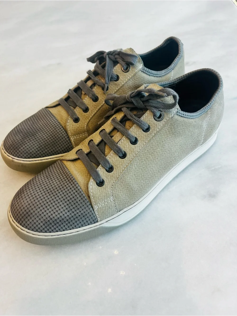 Lanvin DBB1 Men's Low-Top Suede Sneakers Taupe Gray size 11